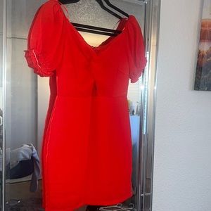 Plain reddish orange mini dress